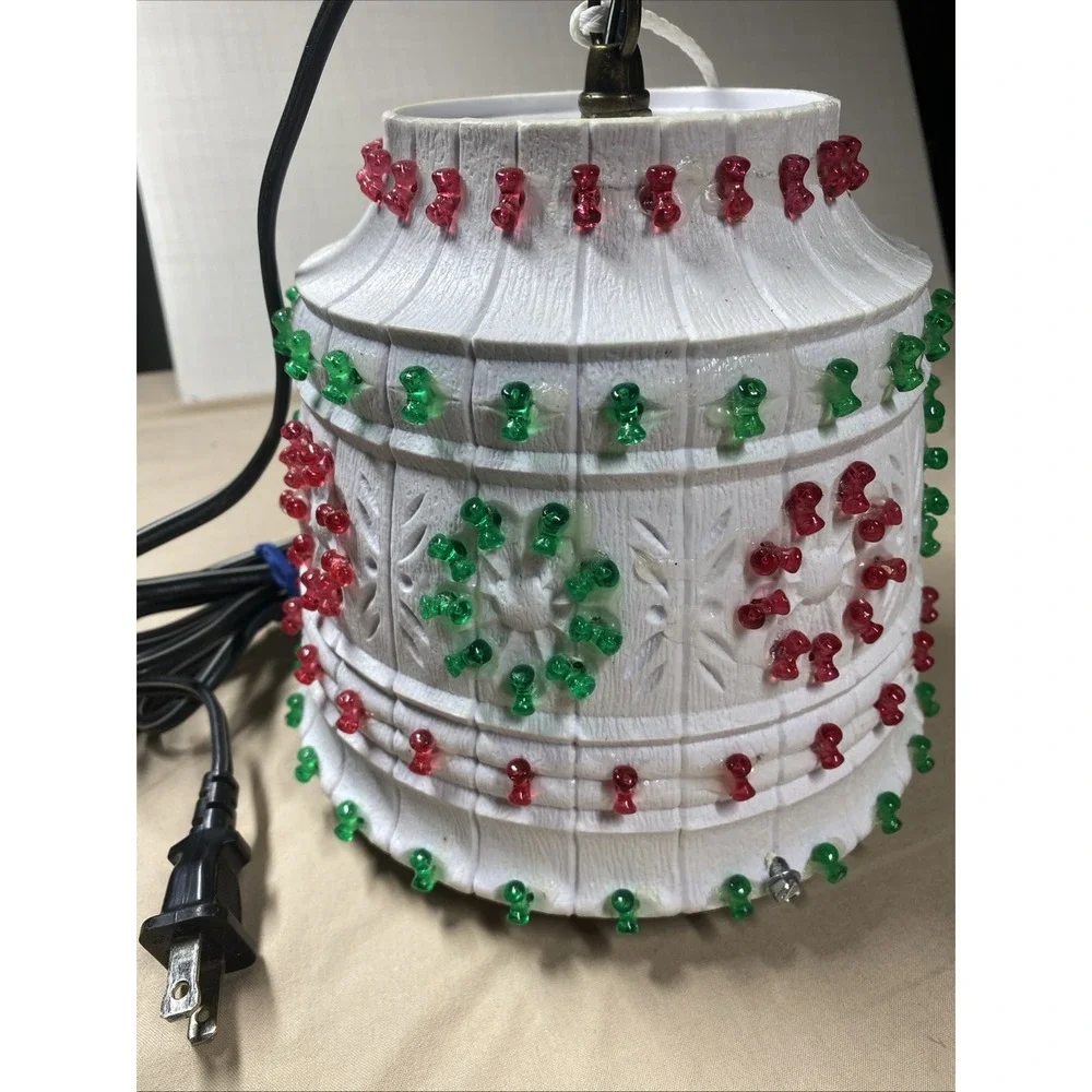 Vintage Lawnware Hanging Patio Bar Deck Camping Light White Beaded Made U.S.A